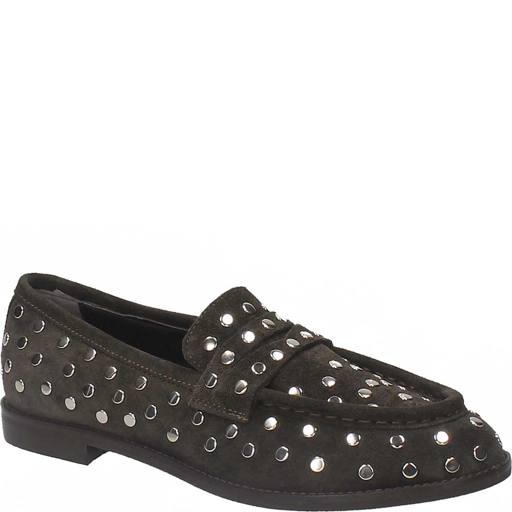 LM - Mocassino Malcolm marrone con borchie argento