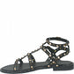 LM - Sandalo basso Larissa nero platino con pietre e borchie