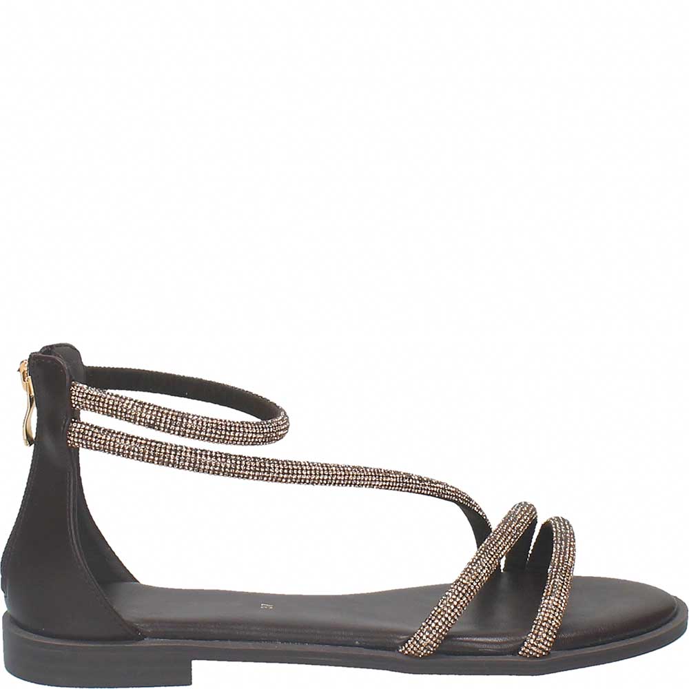 LM - Sandalo basso Molly testa di moro con strass