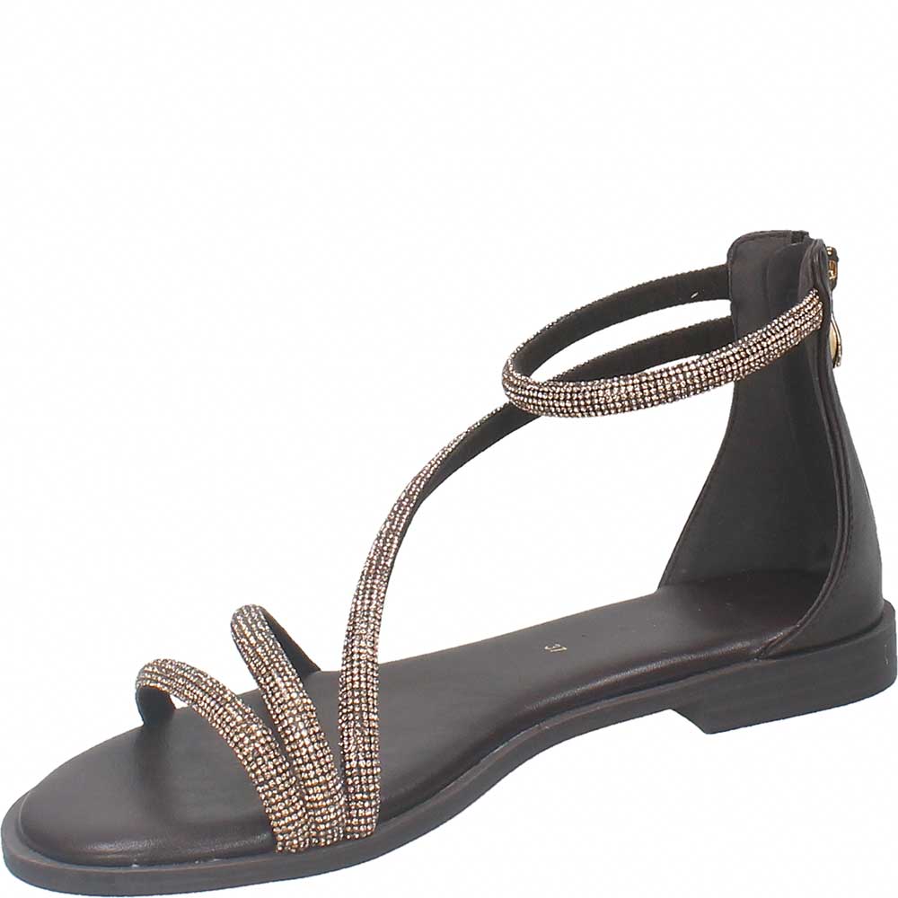 LM - Sandalo basso Molly testa di moro con strass