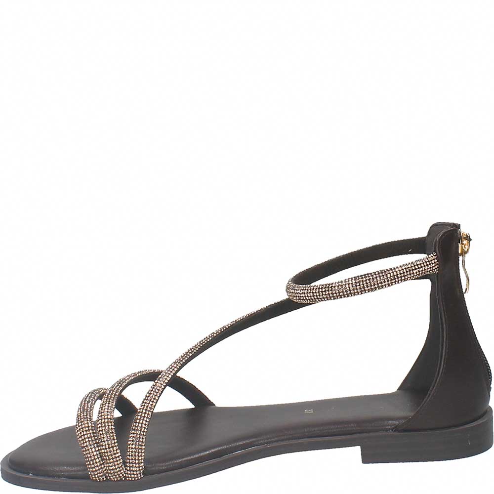 LM - Sandalo basso Molly testa di moro con strass