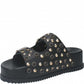 LM - Ciabatta Liza nero platform con borchie e pietre