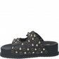 LM - Ciabatta Liza nero platform con borchie e pietre