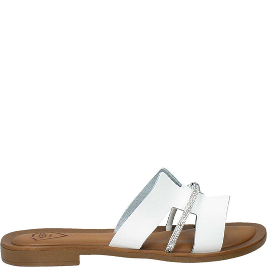 LM - Sandalo basso Hern bianco strass