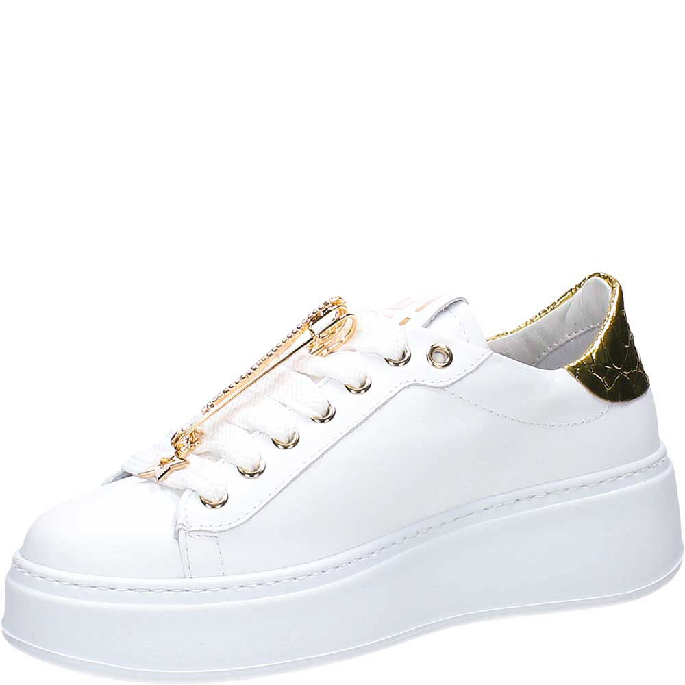 LM - Sneaker Sheila bianca con spilla oro